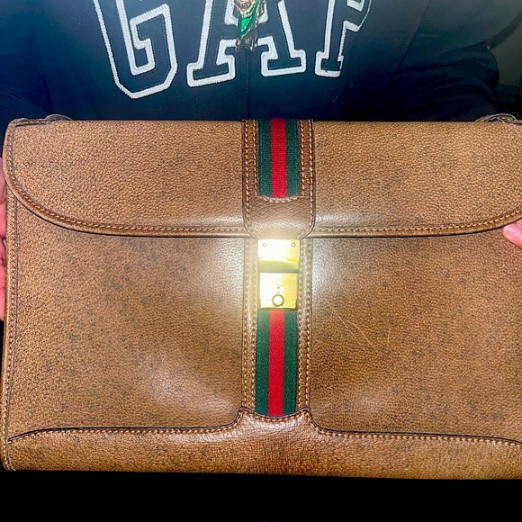 Rare Vintage GUCCI Briefcase Portfolio Designer Luxury Brief Case Tote Luggage - Picture 1 of 5
